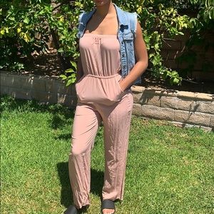 Salmon Strapless Jumpsuit